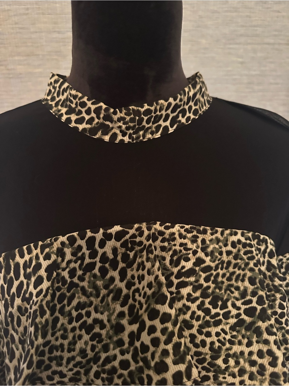 P Luca Milano Leopard Ruffle Tiered Blouse with Black Yoke - Picture 2 of 5